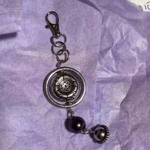 Silver and Purple Keychain or  Bag Assessory Skull Design
